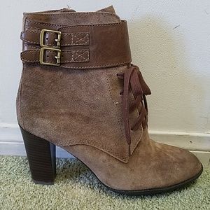 Franco Sarto Suede Lace Leather ankle boots sz 8.5